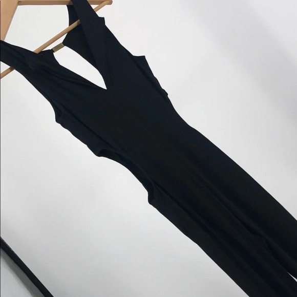 ASOS Petite black unitard with gold bar 4 petite bodycon - Picture 4 of 4